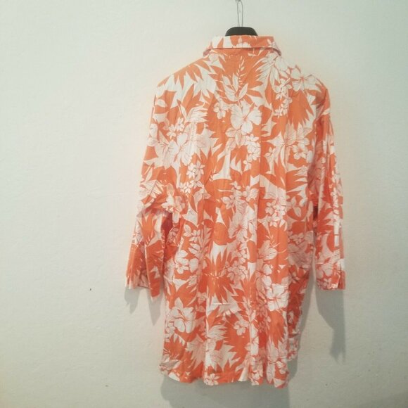 Harper Greer Women's Button Down Tunic Top 3/4 Sleeves Floral Orange Size XXL - Picture 2 of 10